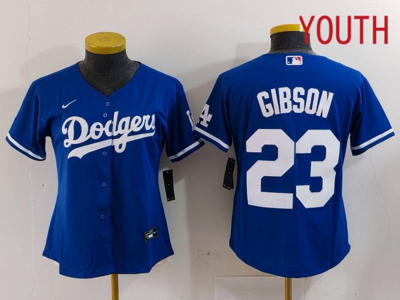 Youth Los Angeles Dodgers #23 Gibson Blue Nike Game 2024 MLB Jersey style 1